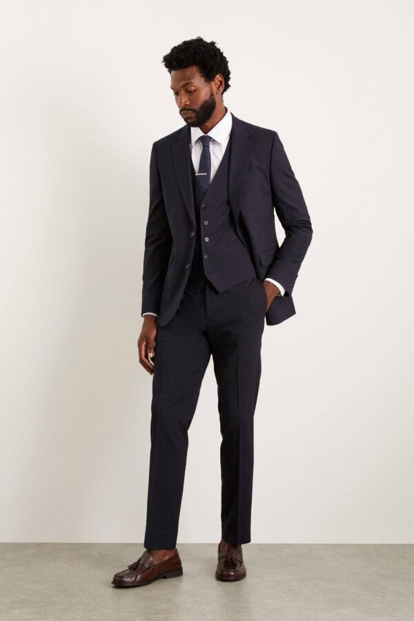 Mens Navy Slim Fit Essential Suit Trousers