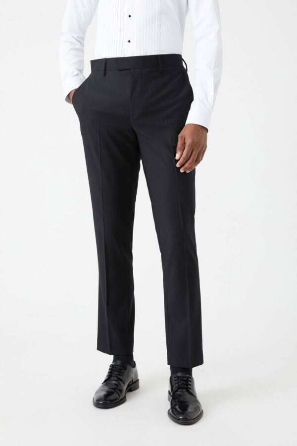 Mens Black Skinny Fit Tuxedo Suit Trousers