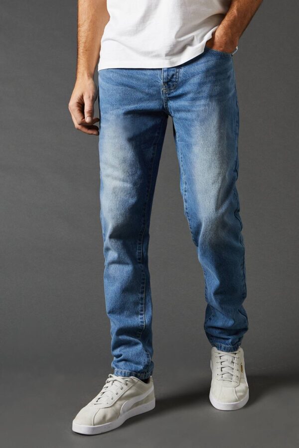 Mens Stone Wash Slim Fit Jeans