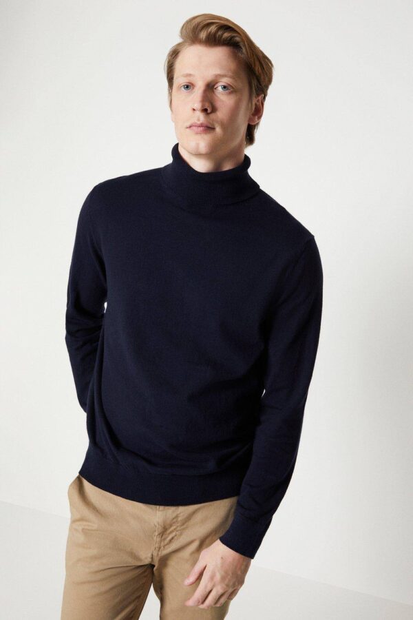 Mens Cotton Rich Roll Neck Jumper