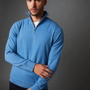 Mens Cotton Rich Half Zip Jumper