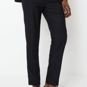 Mens Black Textured Tuxedo Trouser