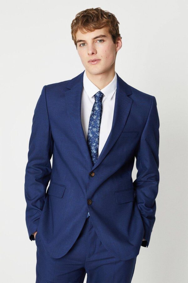 Mens Royal Blue Sharkskin Suit Jacket