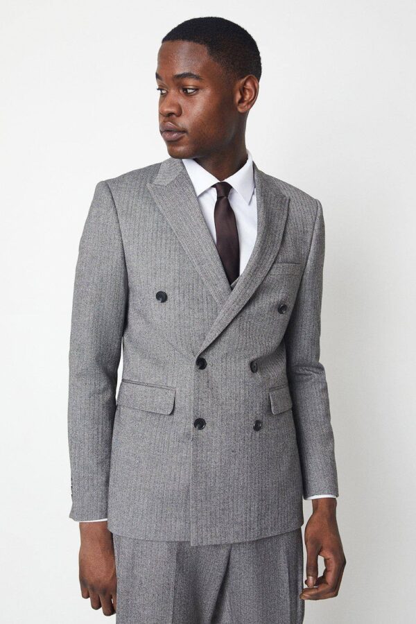 Mens Slim Herringbone Suit Jacket