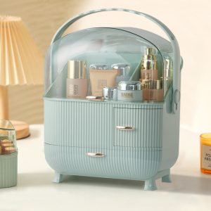 Light Green Dustproof Makeup Cosmetic Organizer with Handle