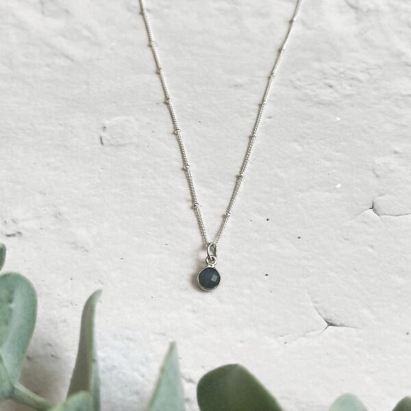 Birthstone Necklace for March | Metal: Sterling Silver | Necklace Length: 20 Inch