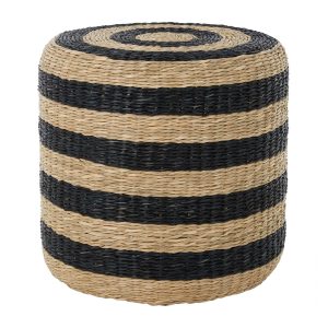 Black And Natural Seagrass Pouffe - Funky Chunky Furniture