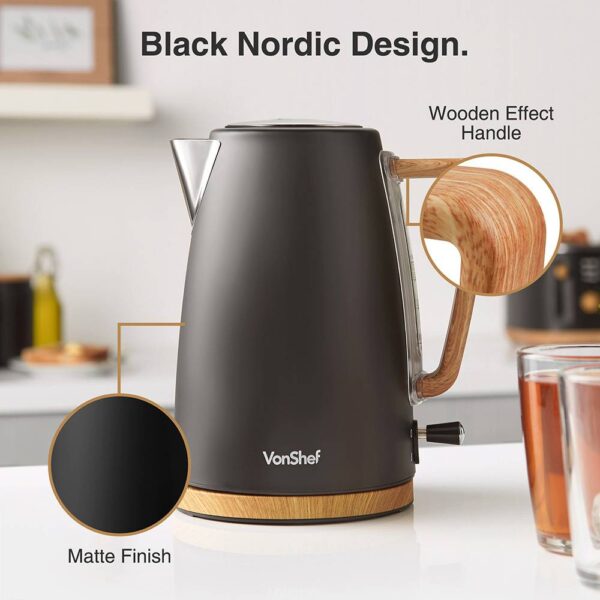 Fika Black & Wood Kettle & 4 Slice Toaster Set - Image 2