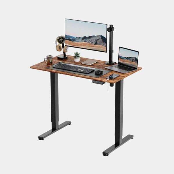 Black Standing Desk with Walnut Desktop 100x60cm