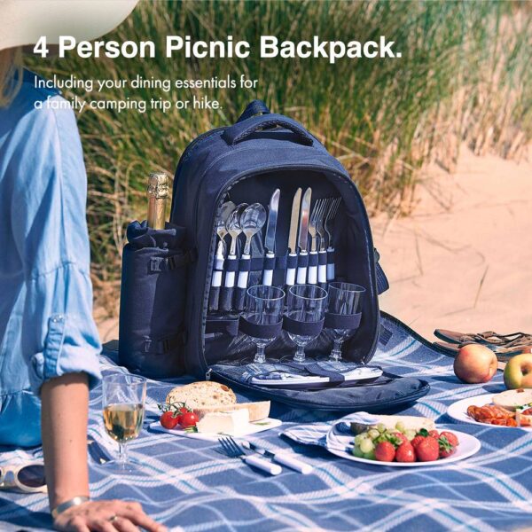 Navy Picnic Backpack - 4 Person - Image 3