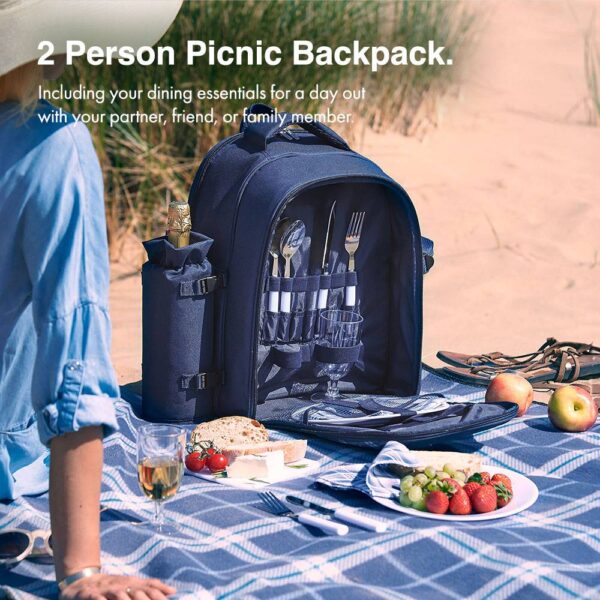 Navy Picnic Backpack - 2 Person - Image 2