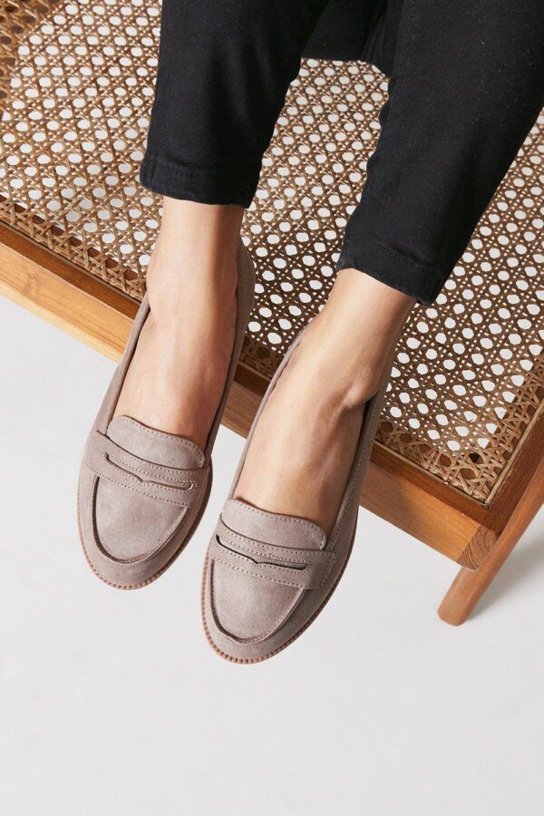 Womens Wide Fit Lara Penny Loafers - Taupe - 9