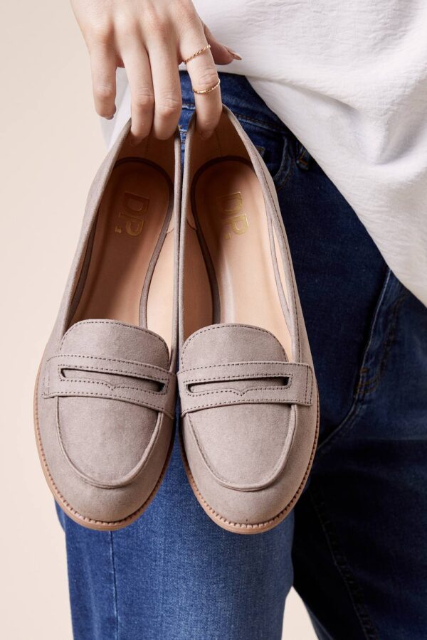 Womens Lara Penny Loafers - Taupe - 7