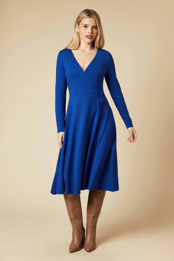 Womens Wrap Midi Dress - Cobalt - 10