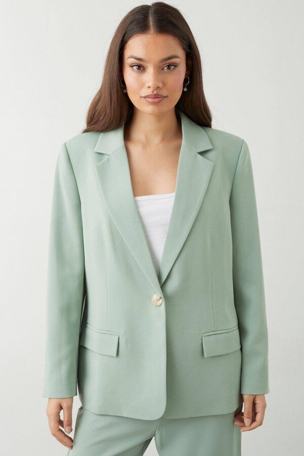 Womens Petite Straight Fit Blazer - Sage - 14