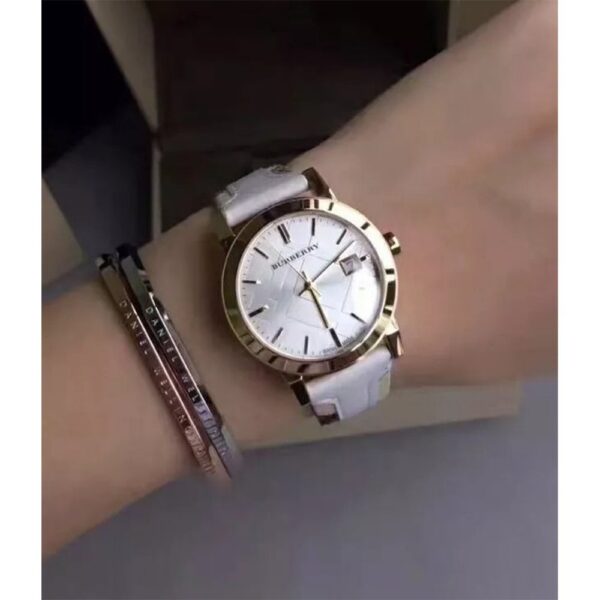 Burberry BU9110 Leather White Large Check Women's Watch - Image 3