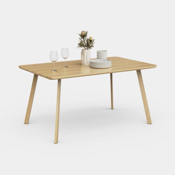 Spinningfield Dining Table - 6 Seater Kitchen Table for Dining Room - Rectangular Light Wood Effect Dinner Table for 6 People - Scandi Design