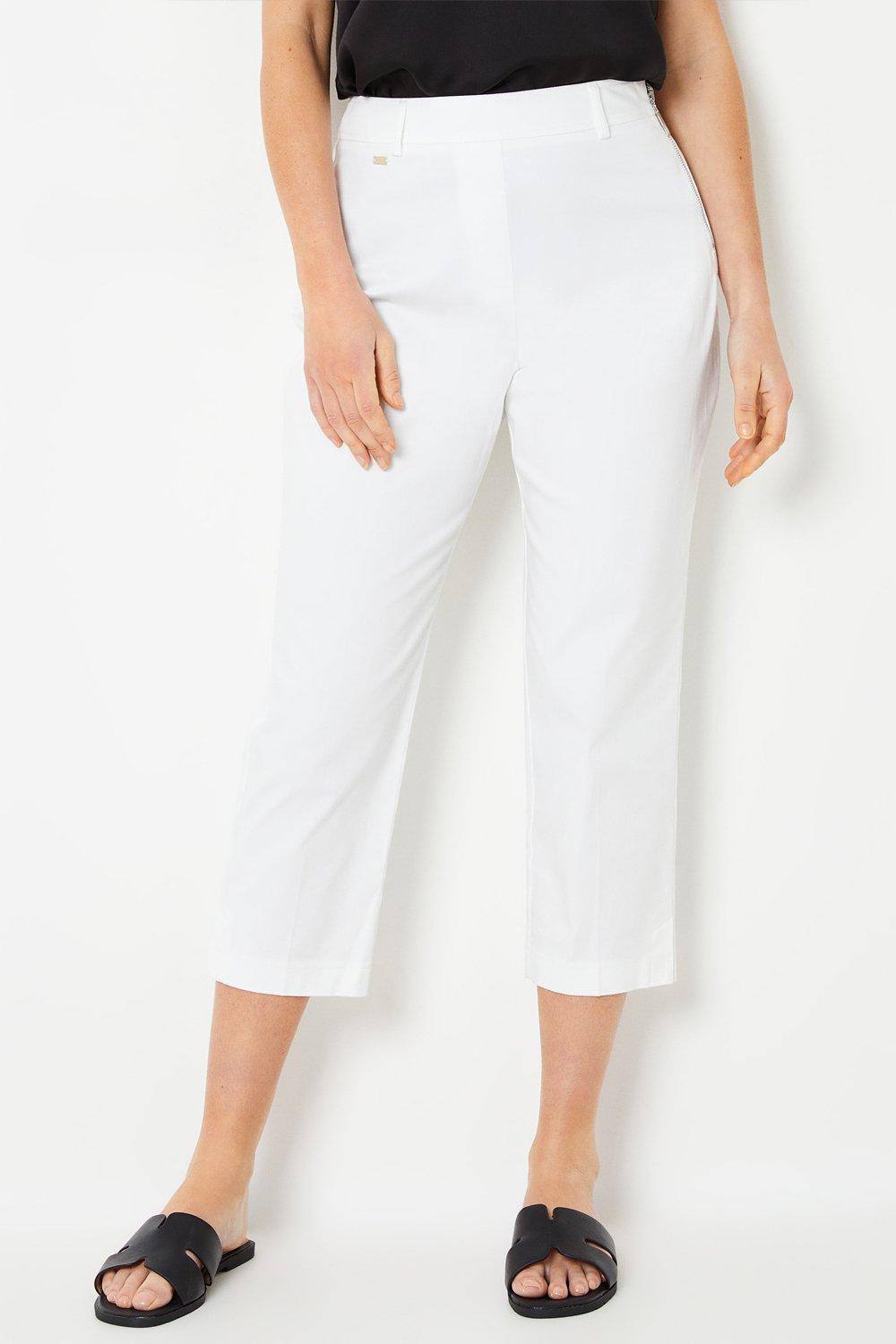 Womens Petite Side Zip Stretch Crop Trousers