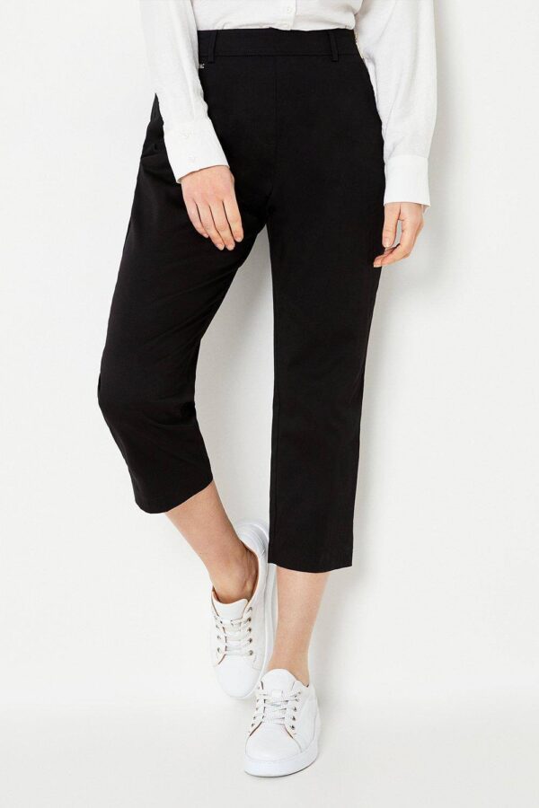 Womens Petite Side Zip Stretch Crop Trousers