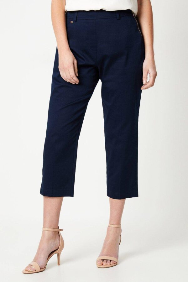 Womens Petite Side Zip Stretch Crop Trousers