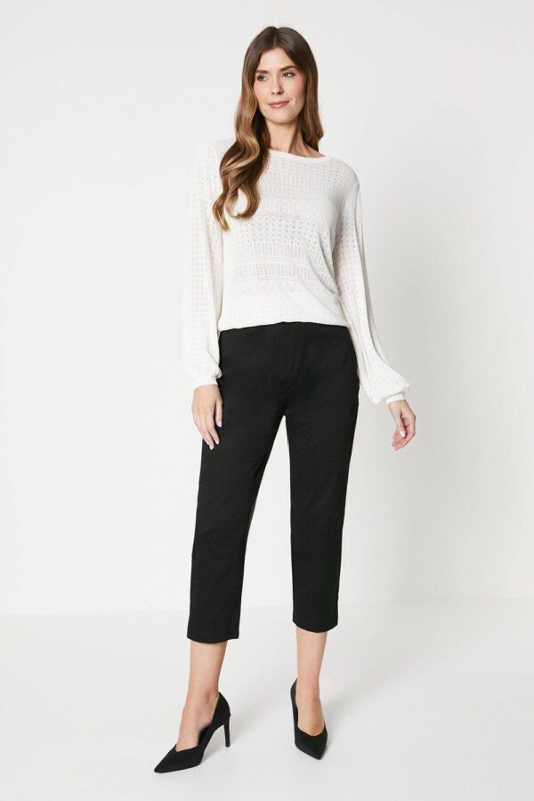 Womens Side Zip Stretch Crop Trousers