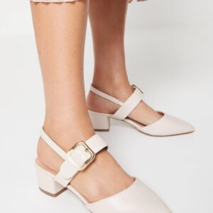 Womens Wide Fit Darby Two Part Slingback Buckle Detail Court Shoes