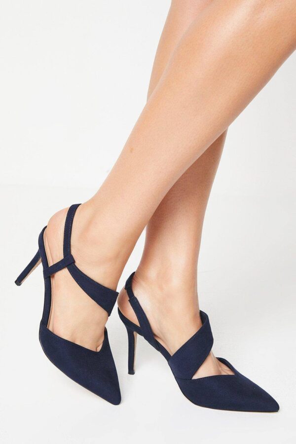 Womens Wide Fit Evie Asymmetric Strap Detail Pointed Court Shoes