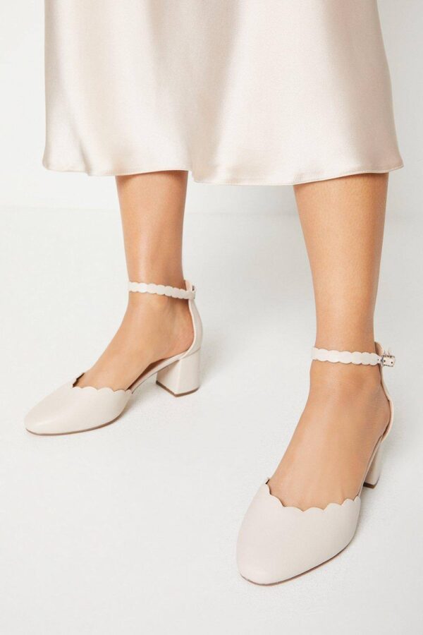 Womens Wide Fit Darling Scallop Detail Two Part Court Shoes