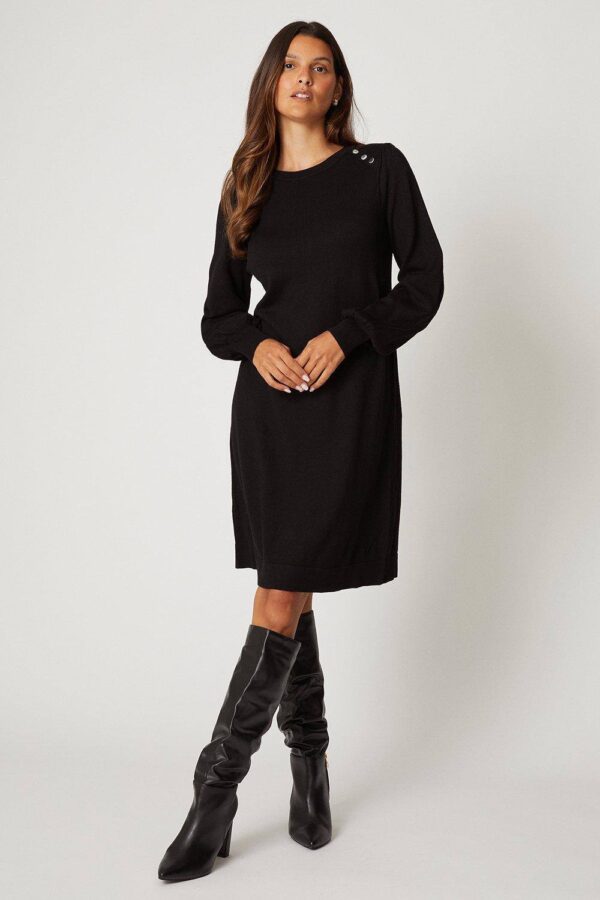 Womens Crew Neck Swing Jumper Dress