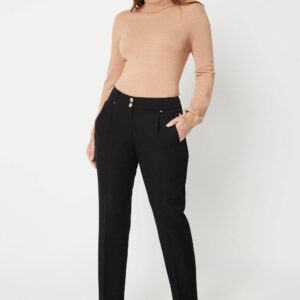 Womens Black Smart Tapered Leg Trousers