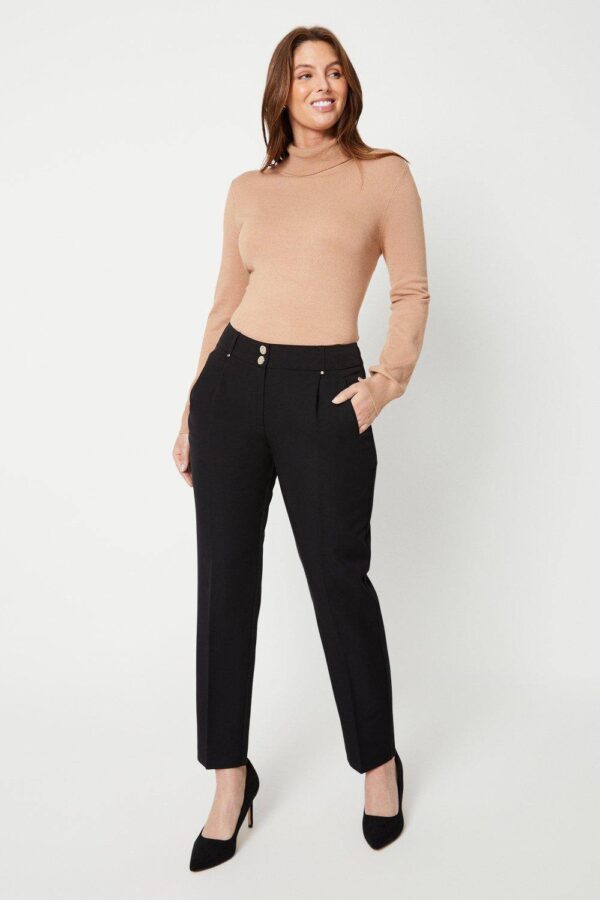 Womens Black Smart Tapered Leg Trousers