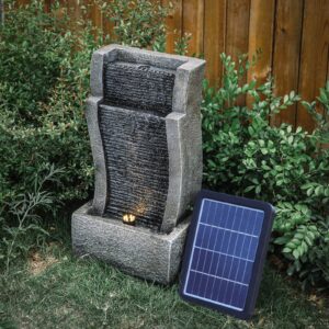 Water Feature Decor Fountain Rockery Solar Powered Garden Outdoor