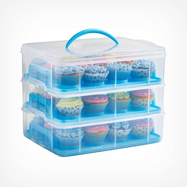 3 Tier Cupcake Carrier Blue