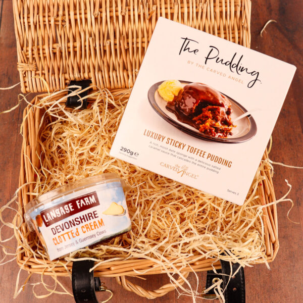 Carved Angel Sticky Toffee Pudding & Devon Clotted Cream Bundle - Standard Box