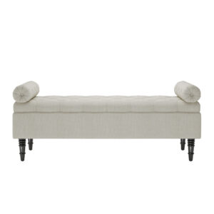 Grey/Beige Flip Top Storage Bench with Side Arms
