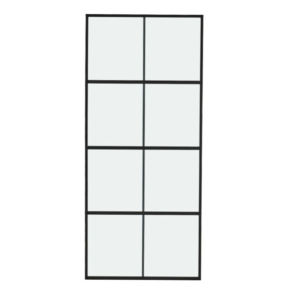 Frosted Glass Black Barn Door with Sliding Hardware Kit
