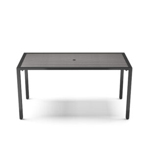Grey 150cm Rectangular Outdoor Dining Table with Parasol Hole