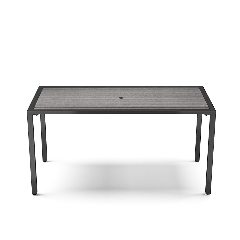 Grey 150cm Rectangular Outdoor Dining Table with Parasol Hole