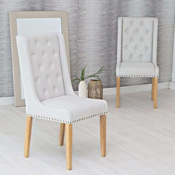 Vienna Beige Button Back & Studded Dining Chair