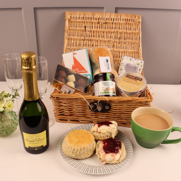 Devon Champagne Cream Tea Hamper - Afternoon Tea Delivery - Printed Box