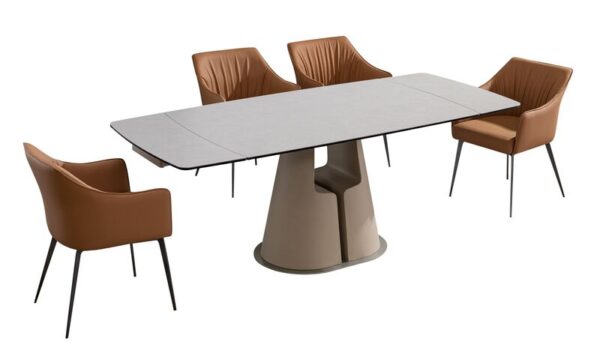 Chester Rectangular Extending Dining Table with Matt Slate Effect Ceramic Top 140cm Extends to 200cm