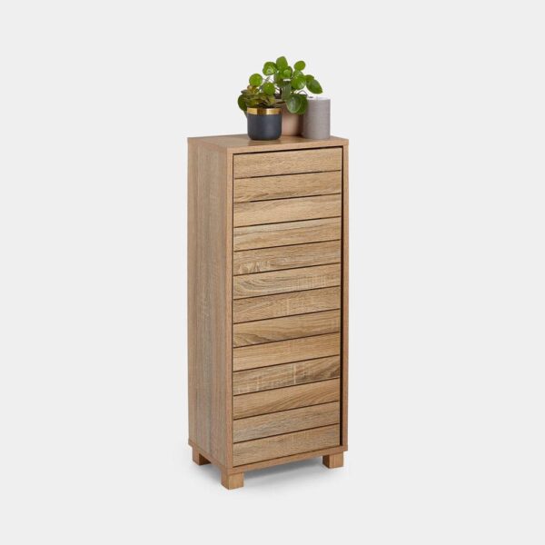 VonHaus Bathroom Storage Cabinet – Oak Wood Effect Bathroom Floor Cabinet w/Handleless Design - Small Floor Standing Cabinet w/Cupboard - Storage Unit