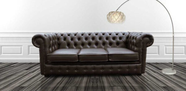 Chesterfield 3 Seater Espresso Brown Faux Leather Sofa Offer