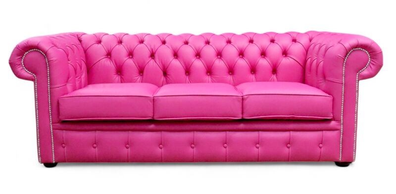 Chesterfield 3 Seater Sofa Settee Fuchsia Pink Leather Sofa Offer
