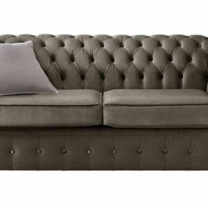 Chesterfield Balmoral 3 Seater Malta Taupe Beige Velvet Fabric Sofa
