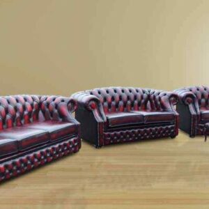 Chesterfield Buckingham 3+2+1 Footstool Handmade Antique Oxblood Sofa Suite Offer