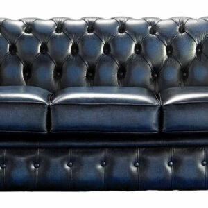 Chesterfield Handmade 3 Seater Sofa Antique Blue Real Leather