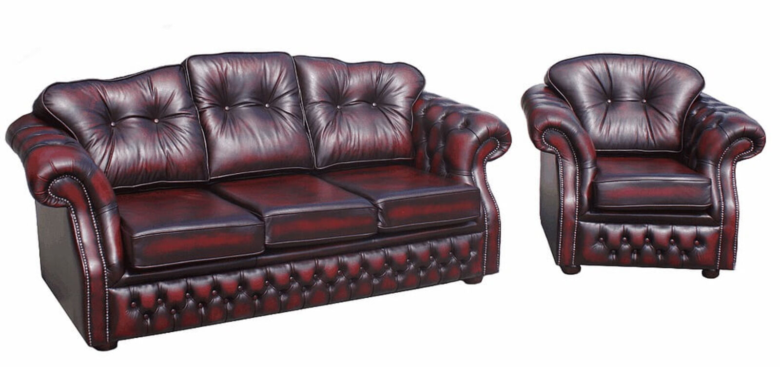 Chesterfield Era 3+1 Antique Real Leather Sofa Suite