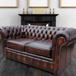 Chesterfield London 2 Seater Antique Brown Leather Sofa Settee Offer