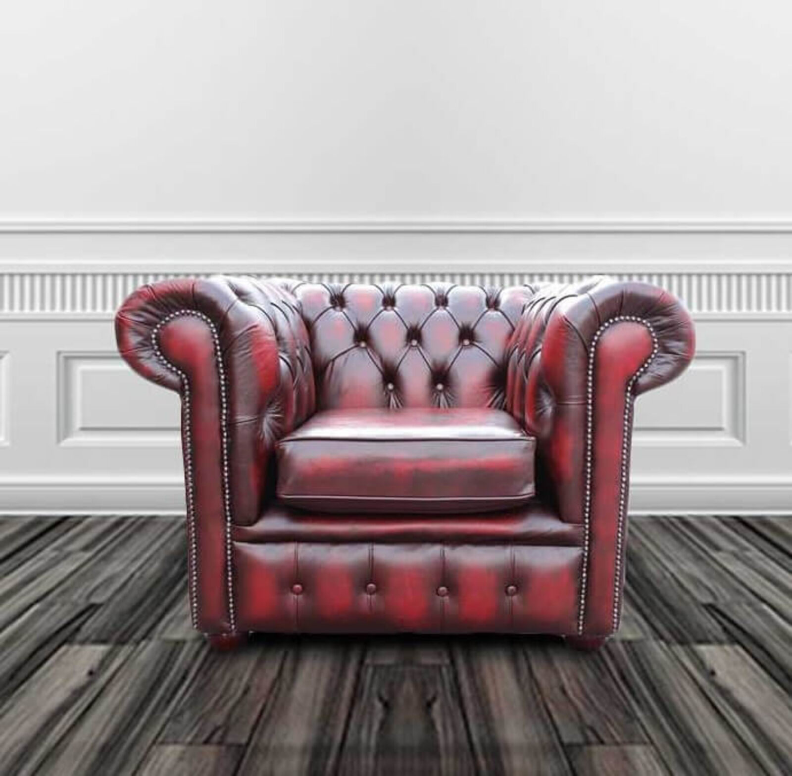 Chesterfield Antique Oxblood Real Leather Low Back Club Armchair